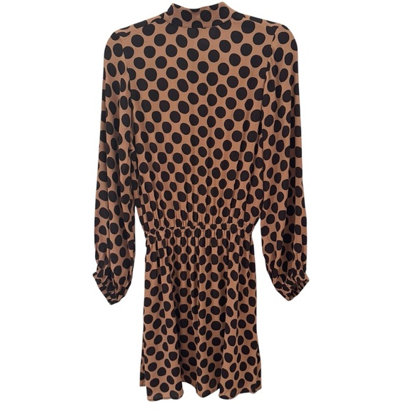 Rachel Pally Rayon Dana Dress Polka Dot Tan Black Size Medium - Picture 9 of 13
